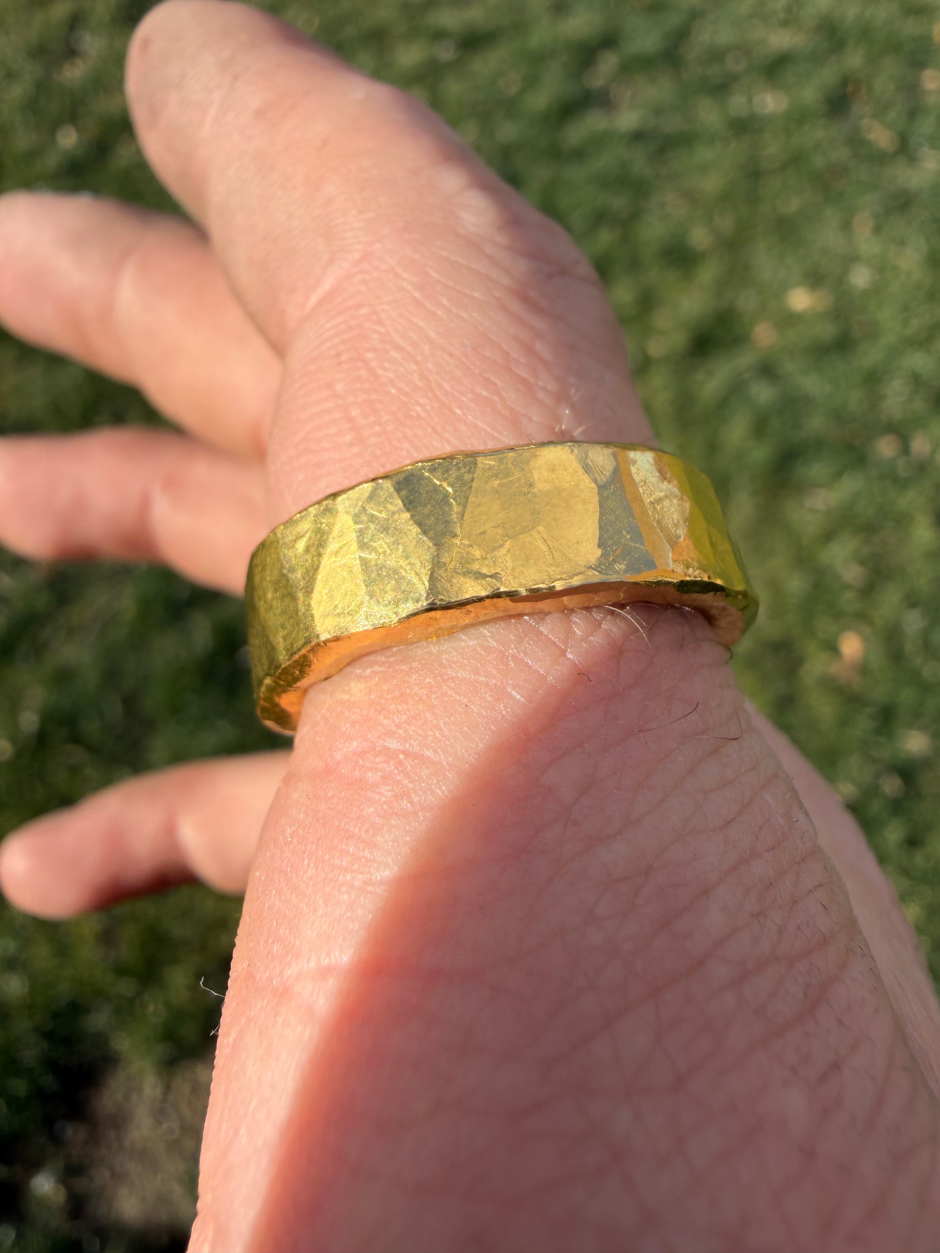 Solid 1oz 24k Pure Gold Hammered Band