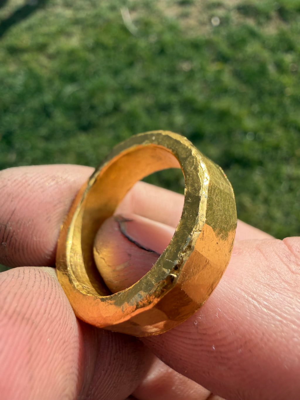 Solid 1oz 24k Pure Gold Hammered Band