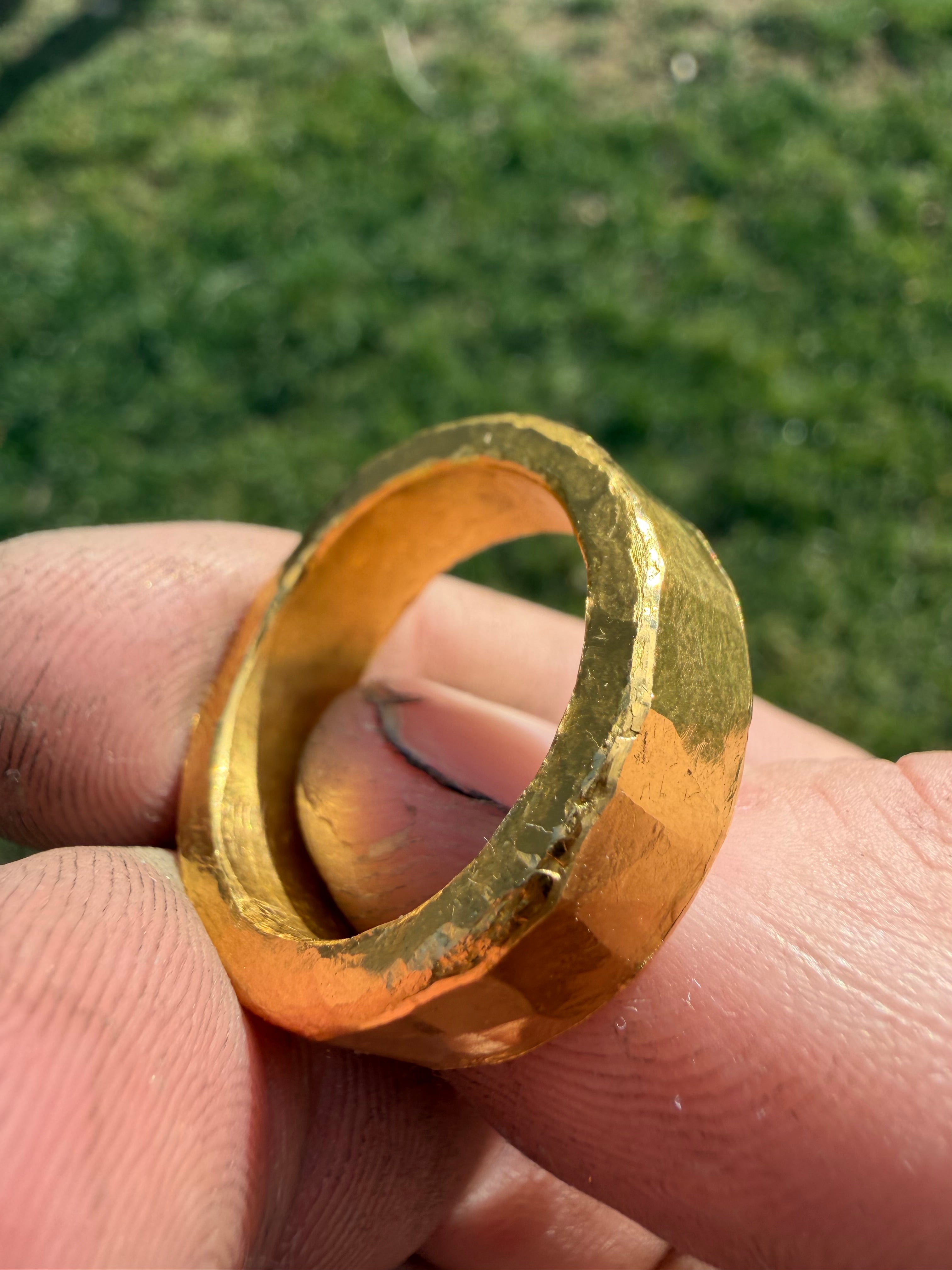 Solid 1oz 24k Pure Gold Hammered Band