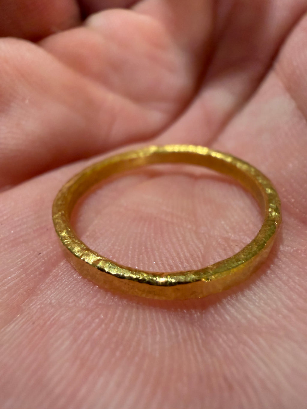 3-Gram Solid 24k Gold Handmade Ring. Hammered Look