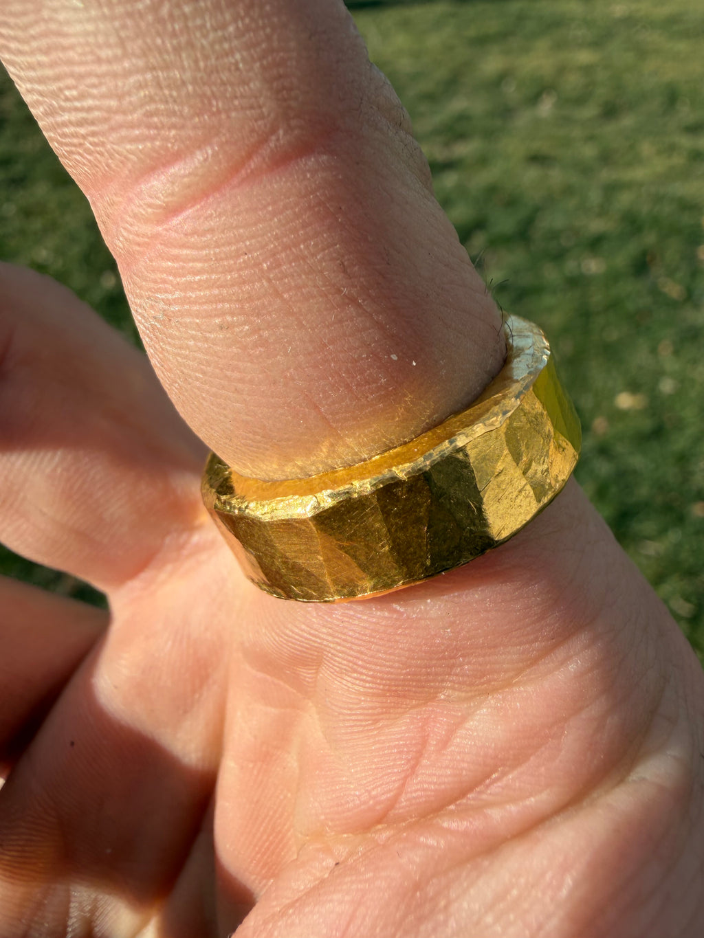 Solid 1oz 24k Pure Gold Hammered Band