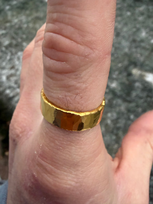15-Gram Hammered 24k Pure Gold Band