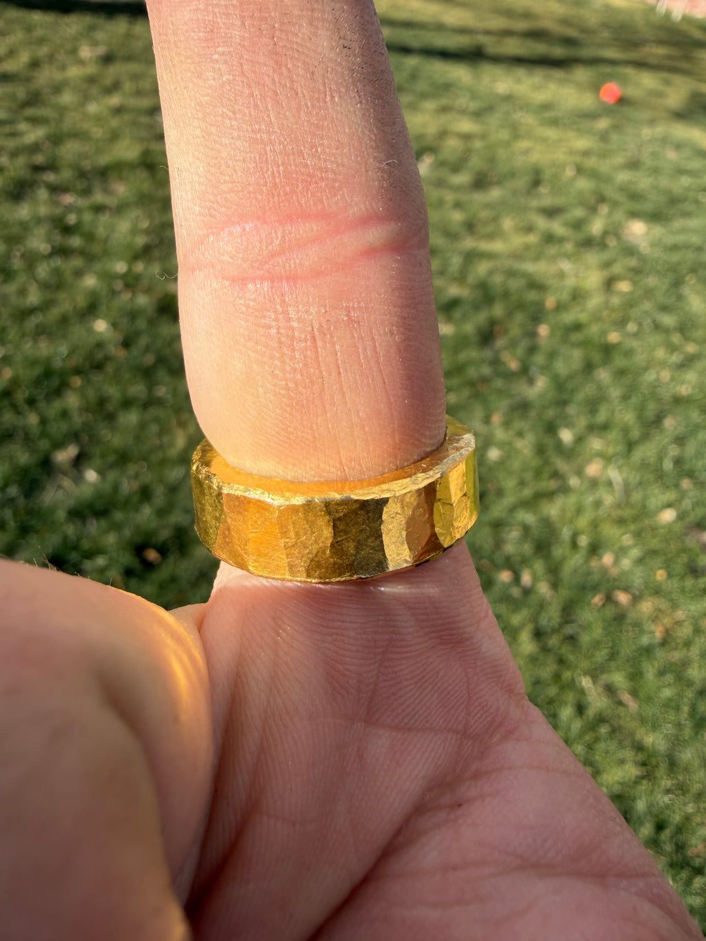 Solid 1oz 24k Pure Gold Hammered Band