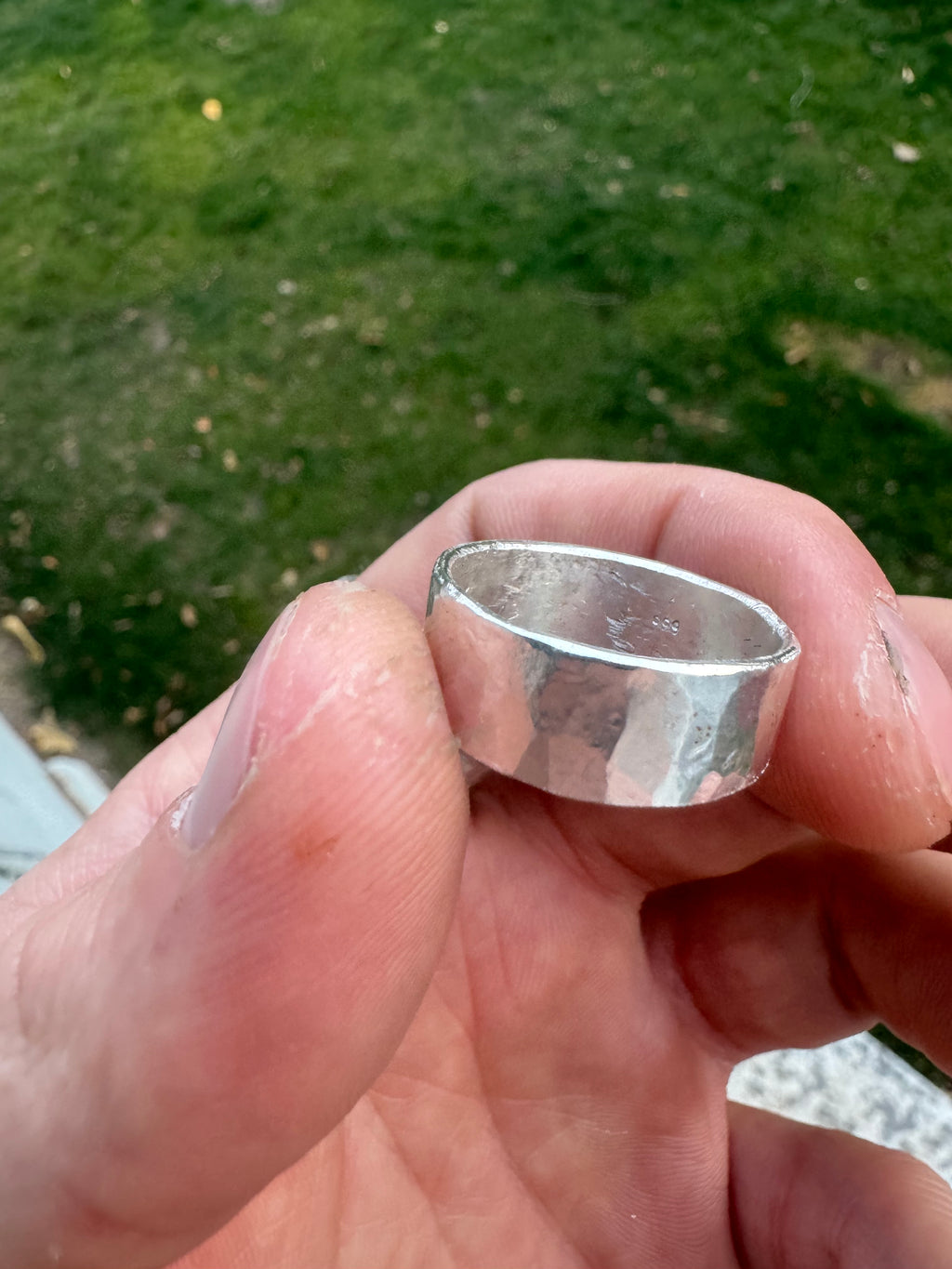 Hammered Pure .999 Silver Investment Ring – Hand-Forged from Raw Silver Ingot