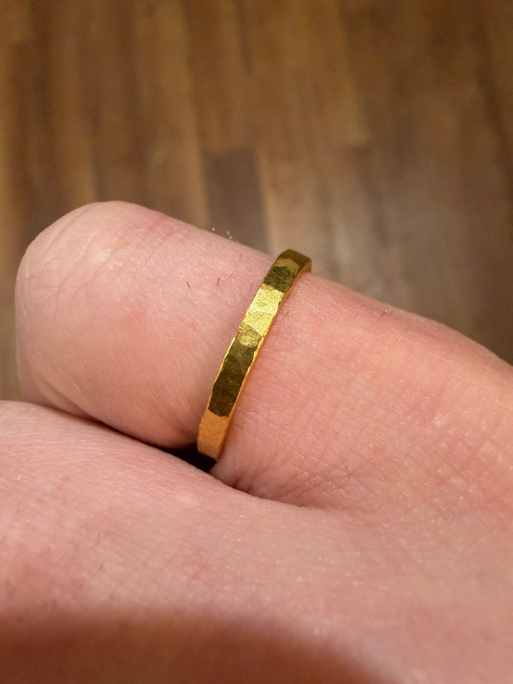 3-Gram Solid 24k Gold Handmade Ring. Hammered Look