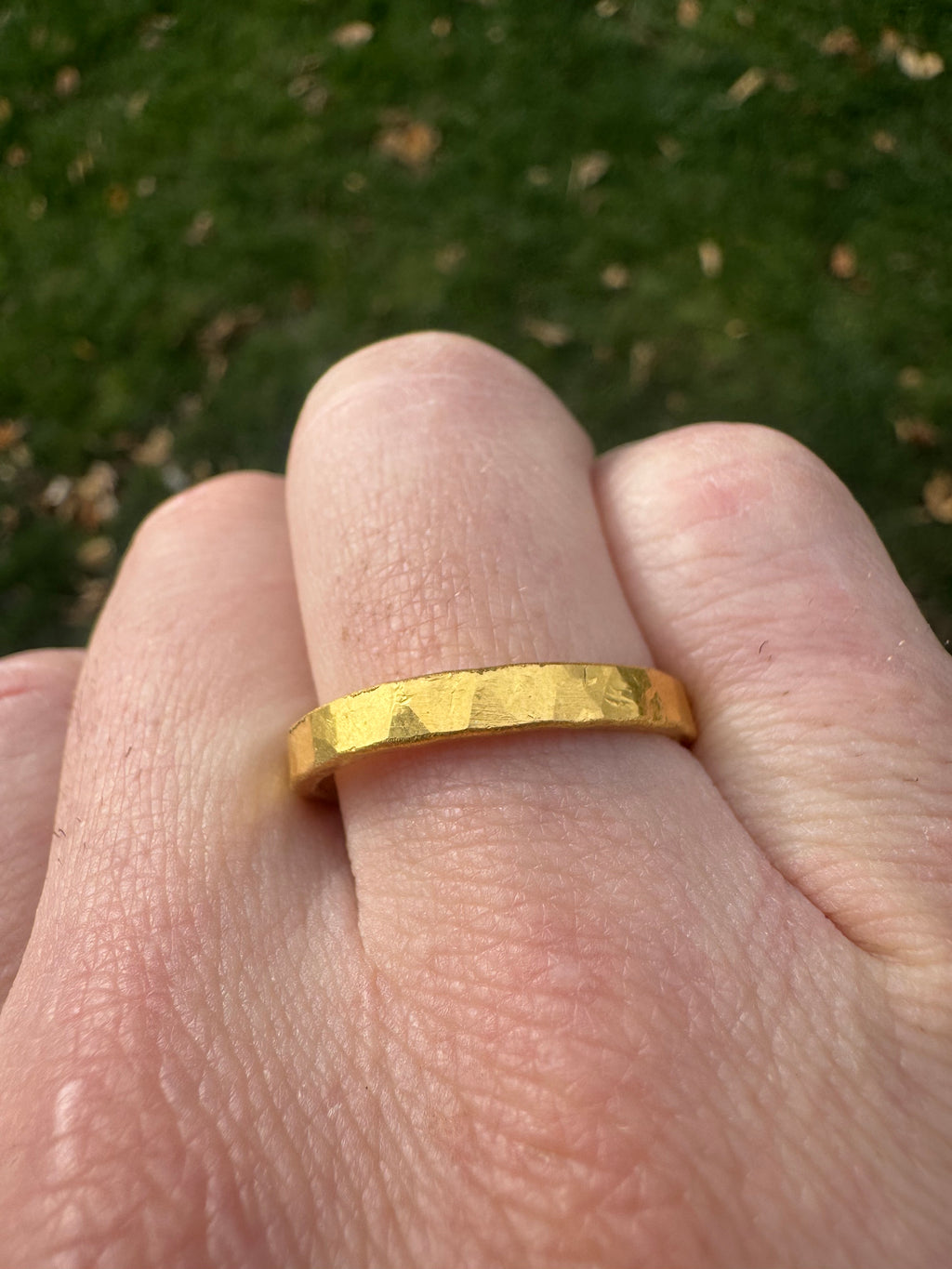 5-Gram Hammered 24k Pure Gold Band