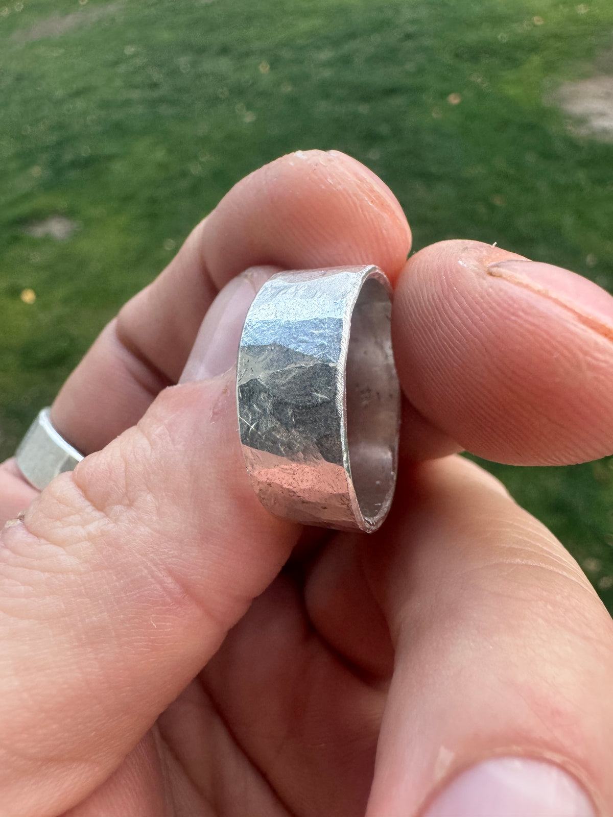 Pure Metal Rings Hammered Pure .999 Silver Investment Ring – Hand-Forged from Raw Silve ...