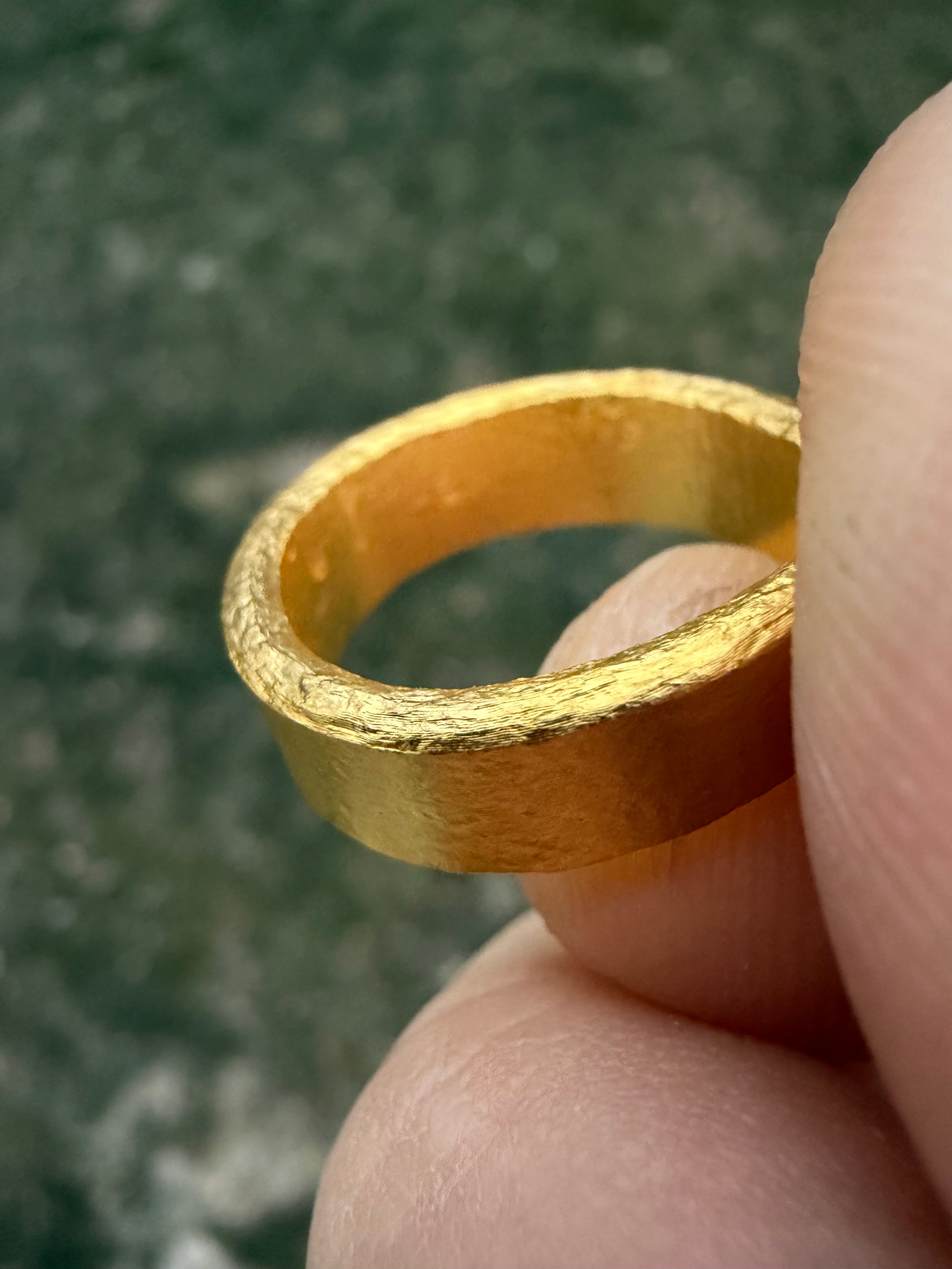 15-Gram Raw Look 24k Solid Gold Band