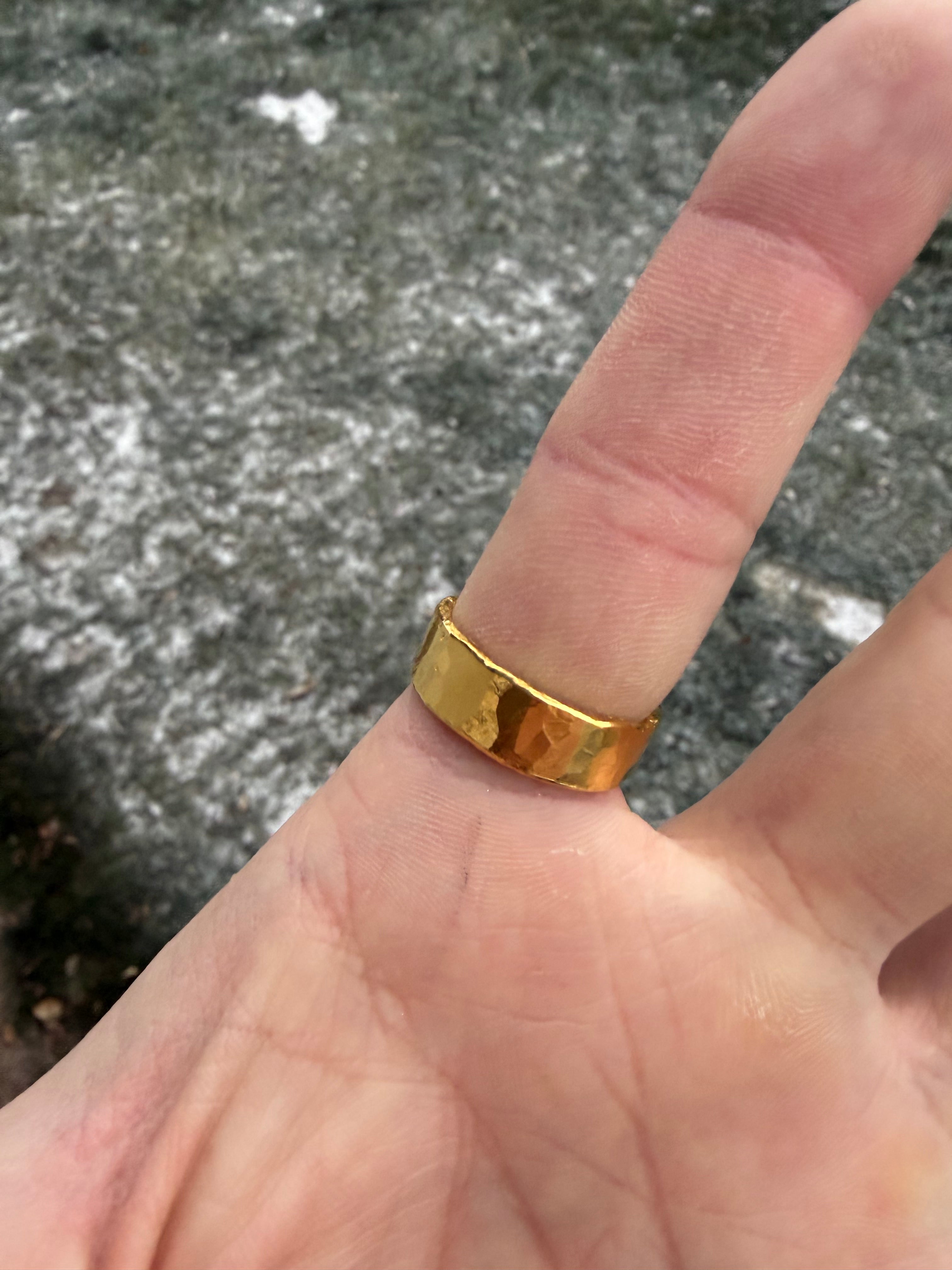 15-Gram Hammered 24k Pure Gold Band
