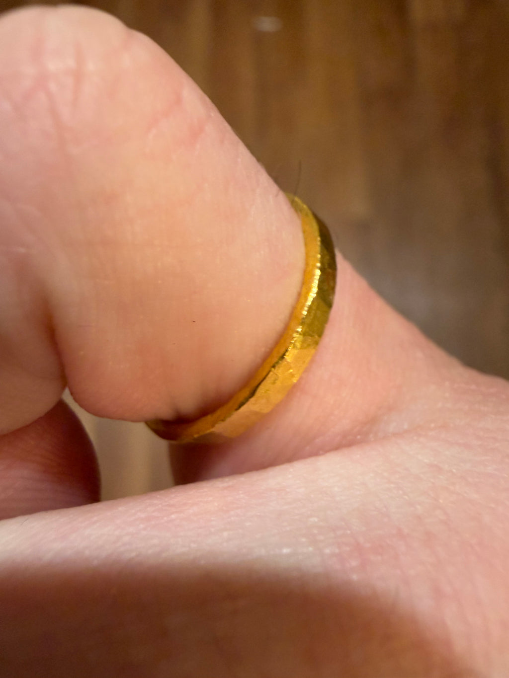 3-Gram Solid 24k Gold Handmade Ring. Hammered Look