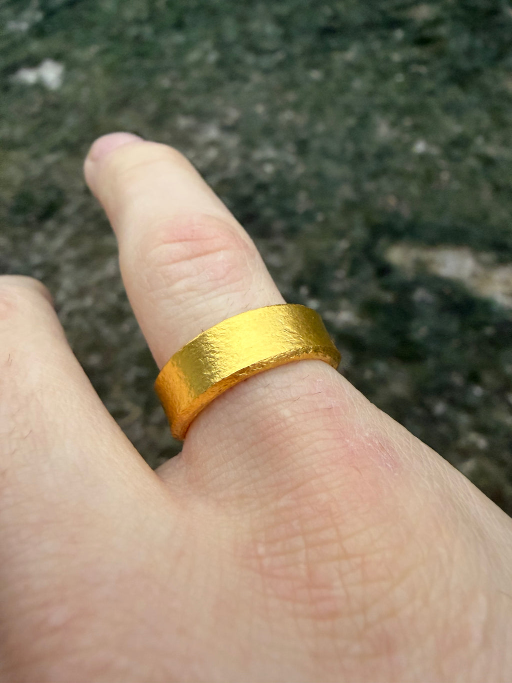 15-Gram Raw Look 24k Solid Gold Band