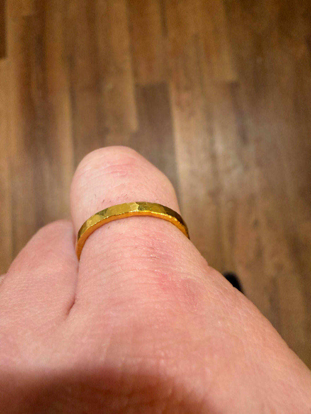 3-Gram Solid 24k Gold Handmade Ring. Hammered Look