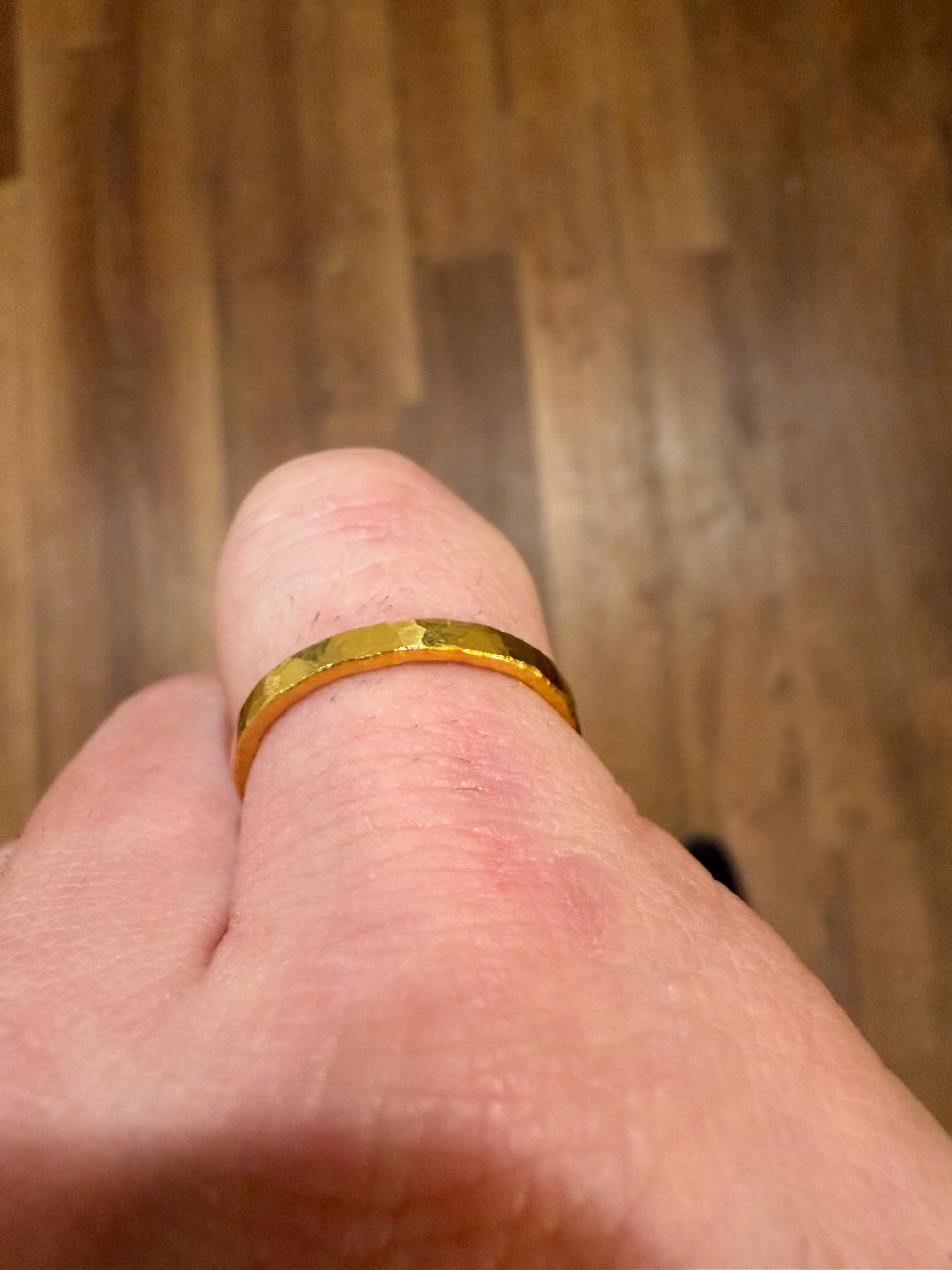 3-Gram Solid 24k Gold Handmade Ring. Hammered Look