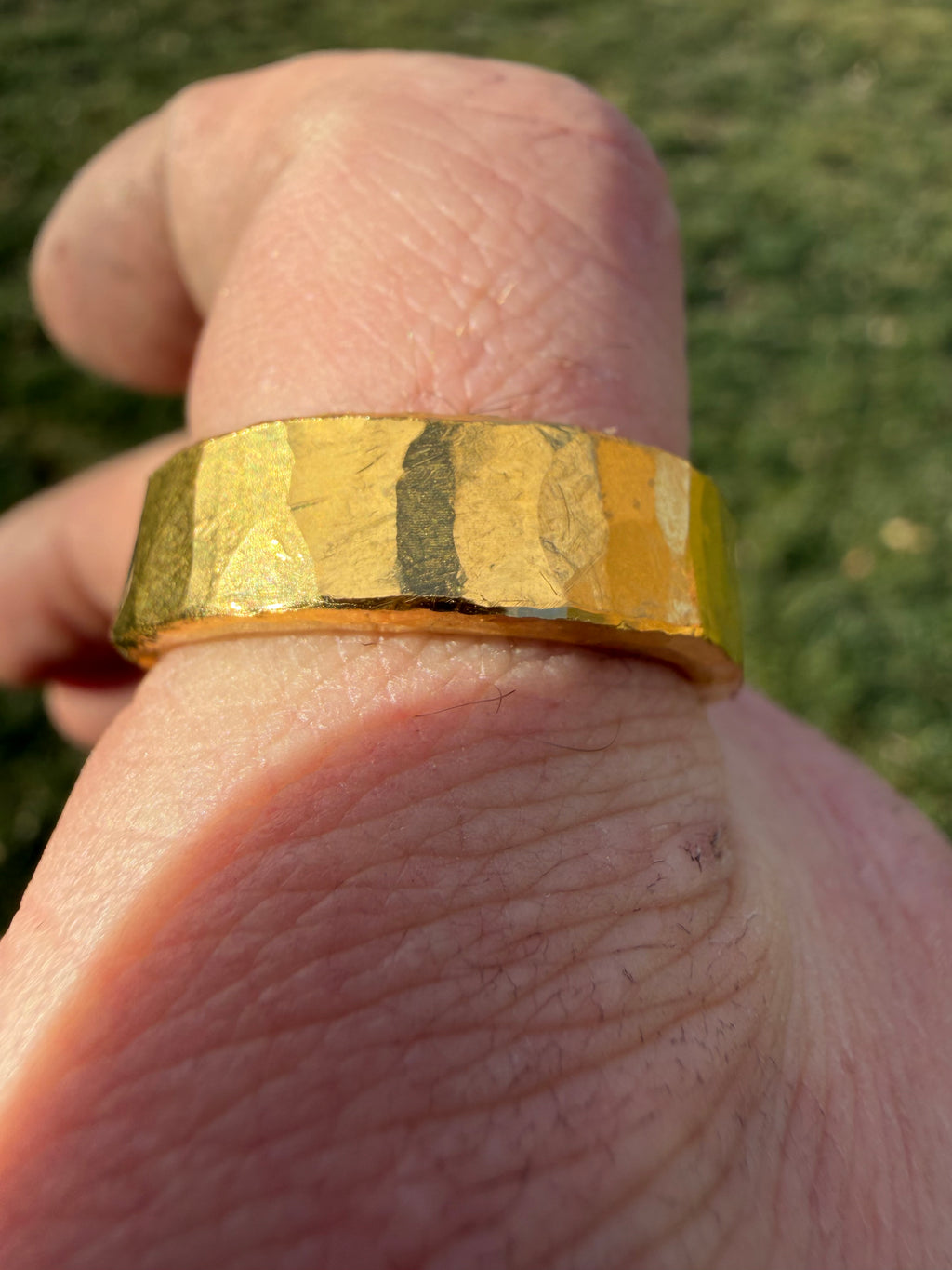 Solid 1oz 24k Pure Gold Hammered Band