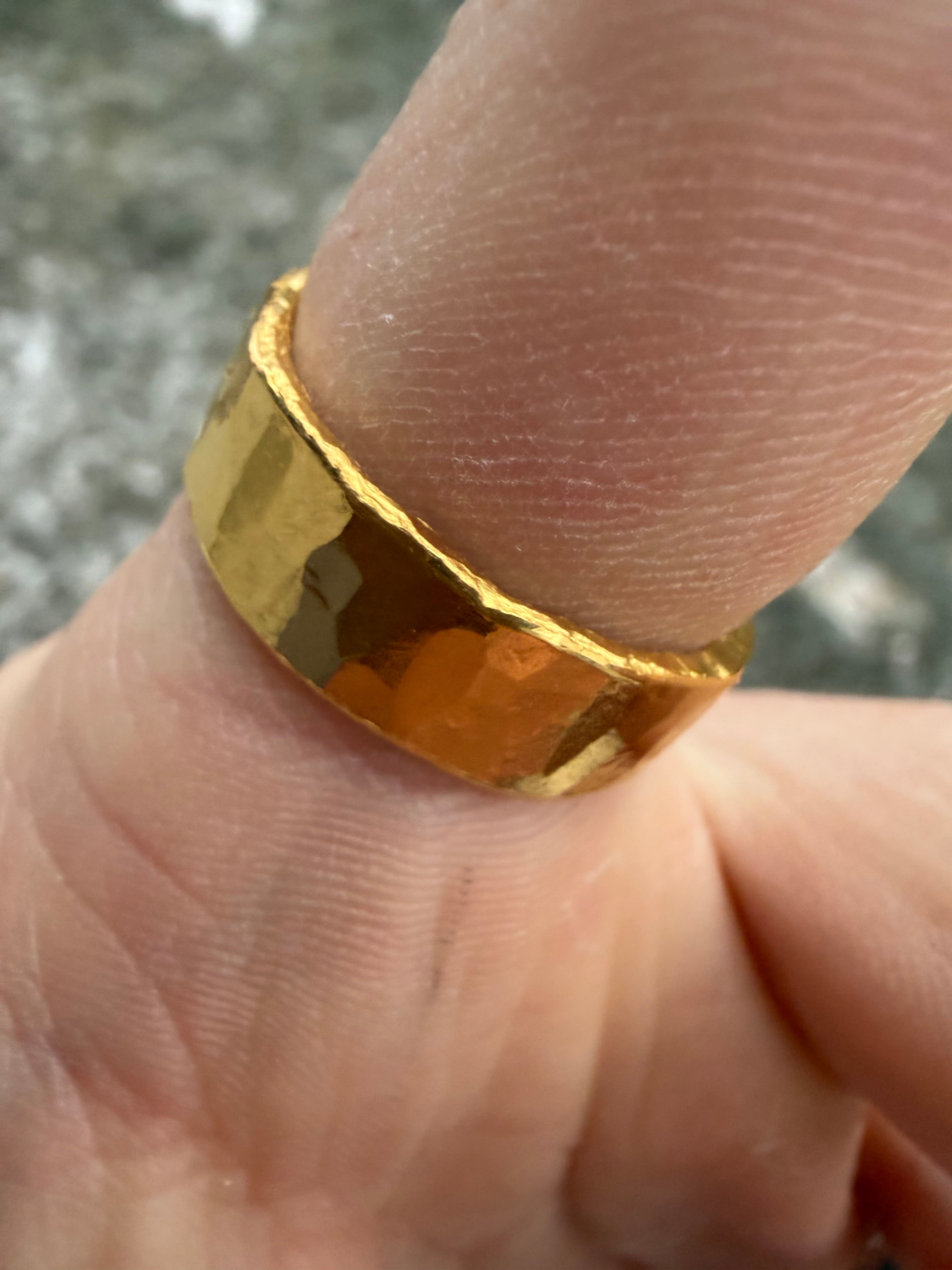 15-Gram Hammered 24k Pure Gold Band