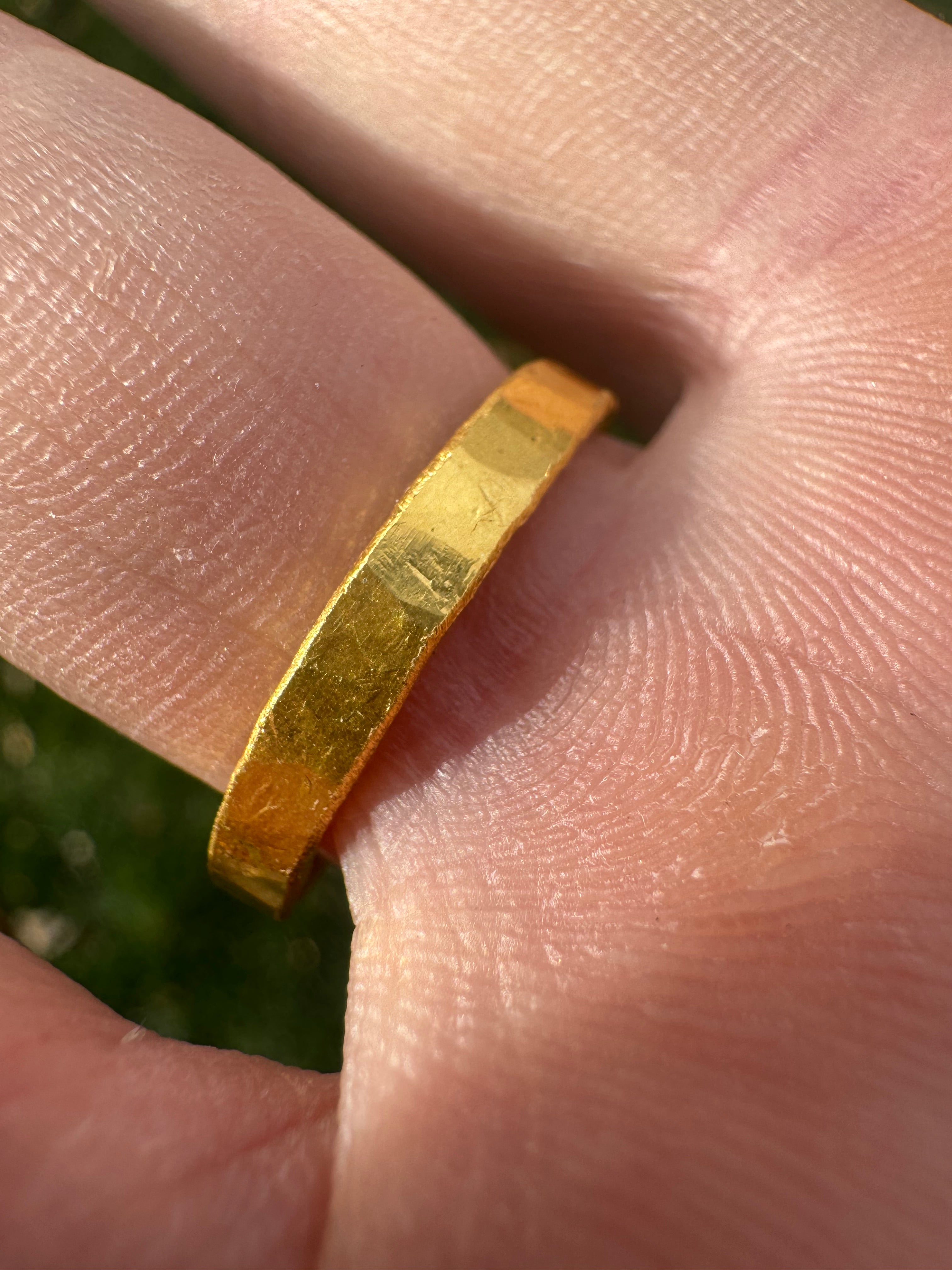 5-Gram Hammered 24k Pure Gold Band