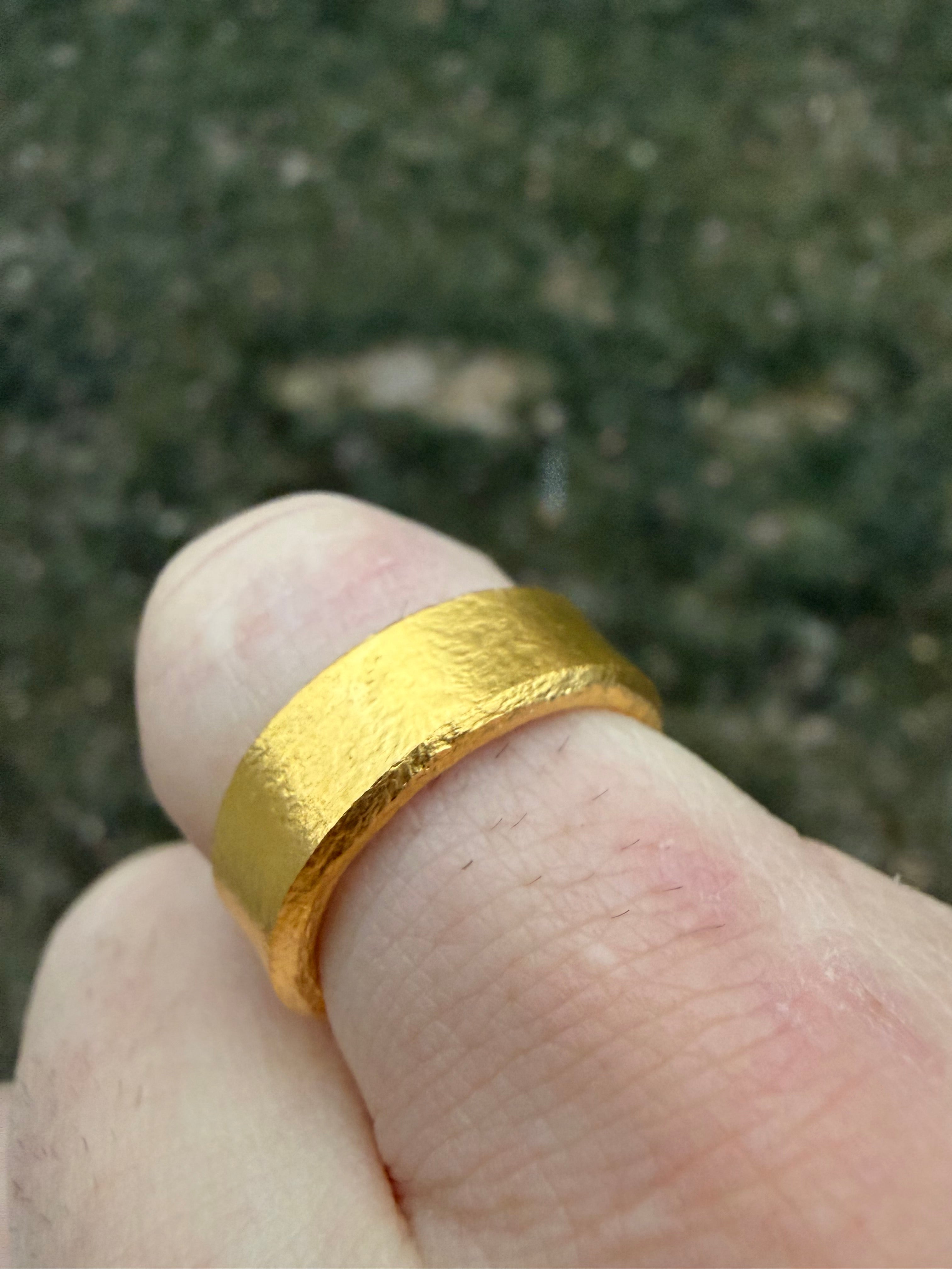15-Gram Raw Look 24k Solid Gold Band