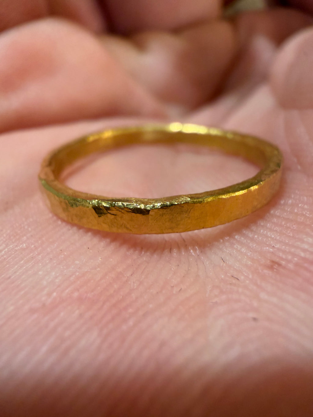 3-Gram Solid 24k Gold Handmade Ring. Hammered Look