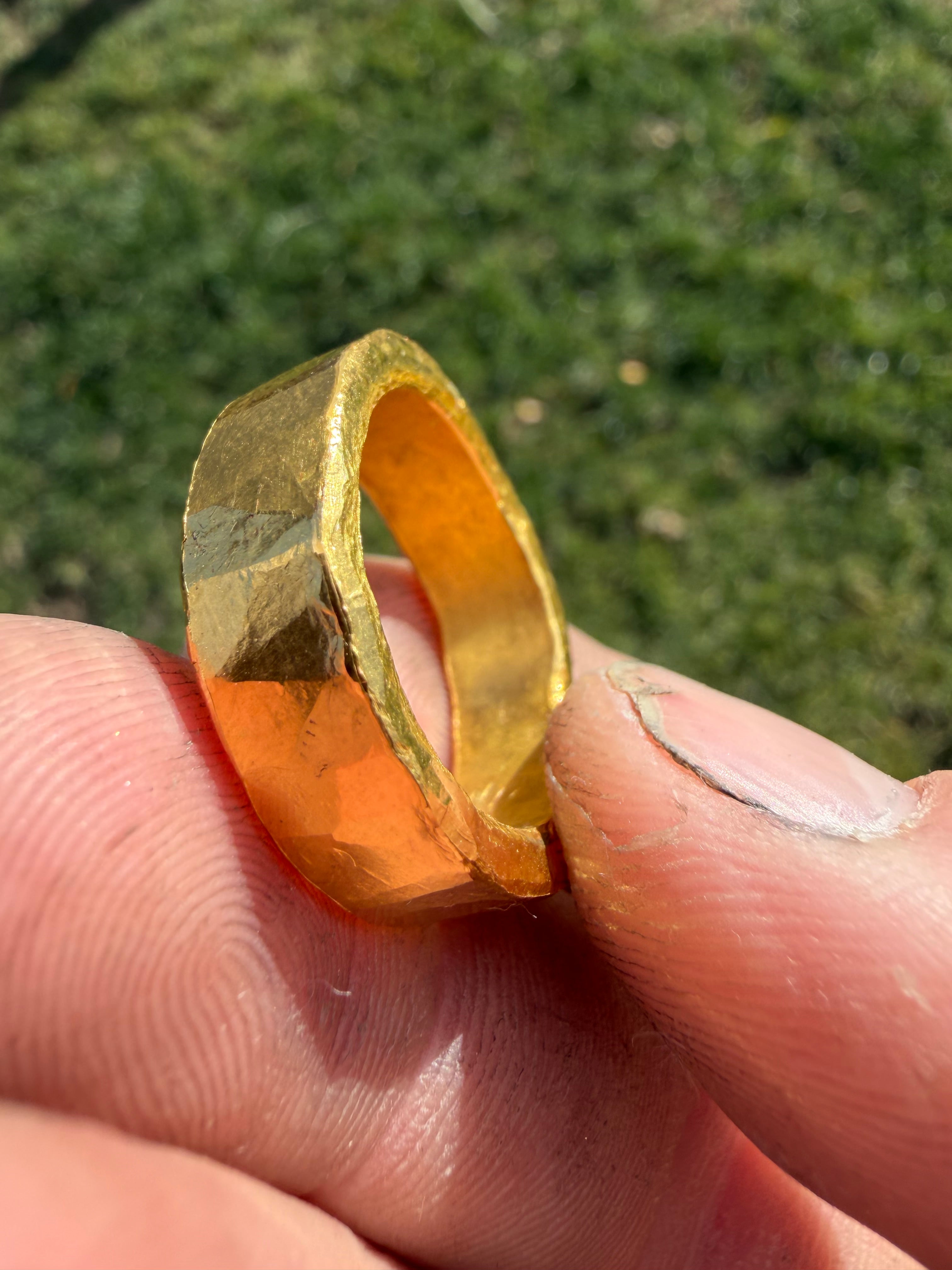 Solid 1oz 24k Pure Gold Hammered Band