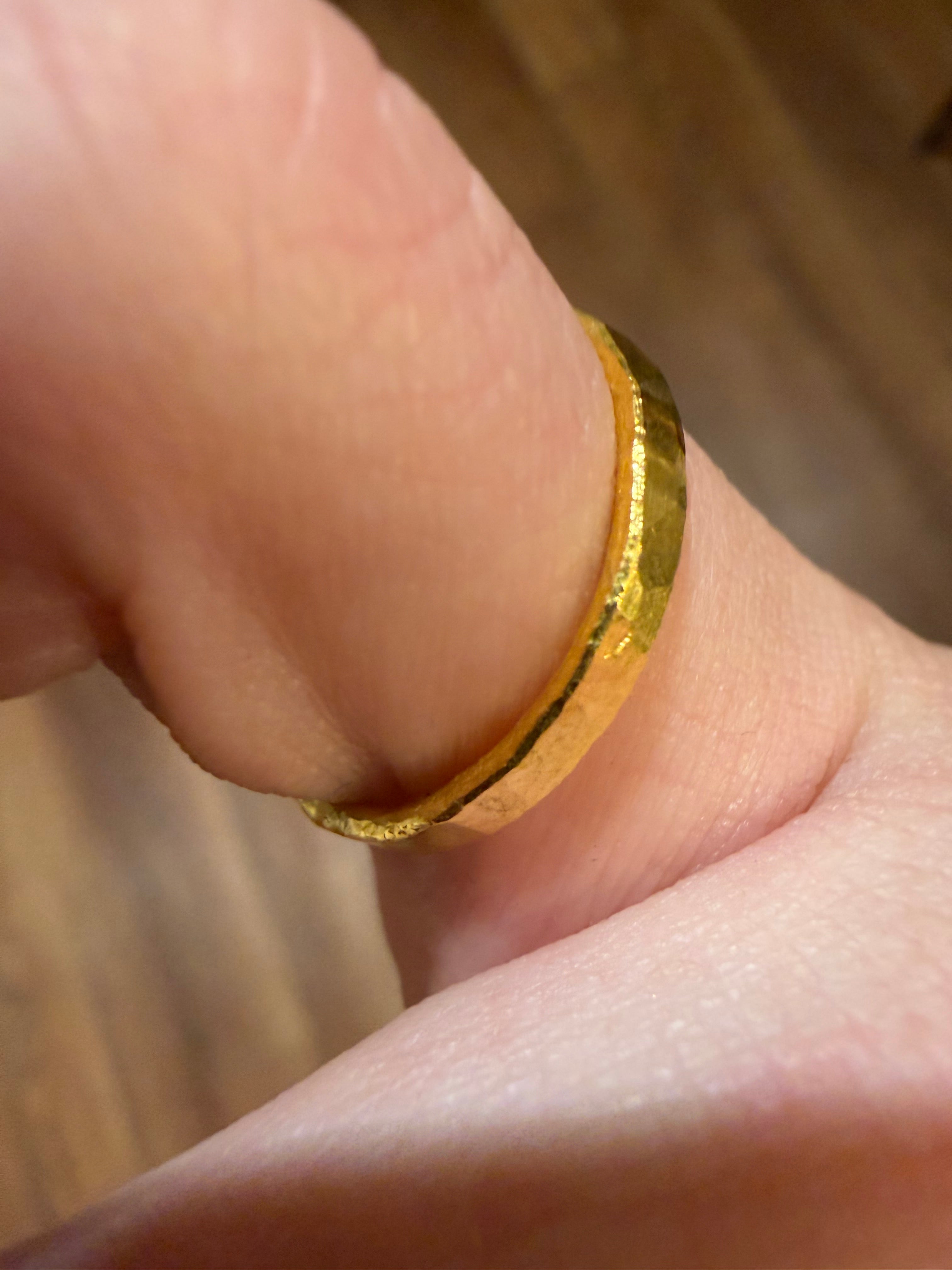 3-Gram Solid 24k Gold Handmade Ring. Hammered Look