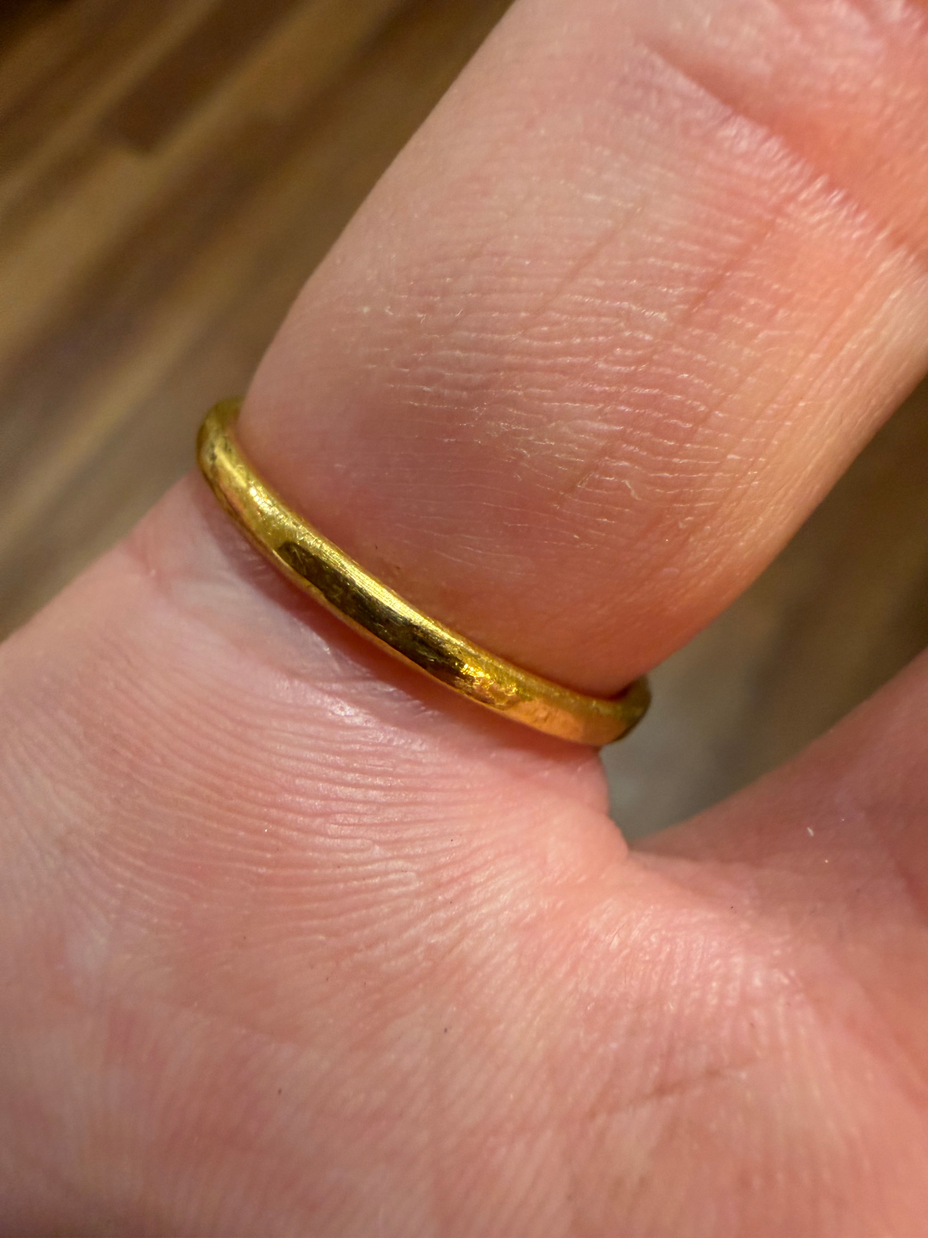 3-Gram Solid 24k Gold Handmade Ring. Rounded Look