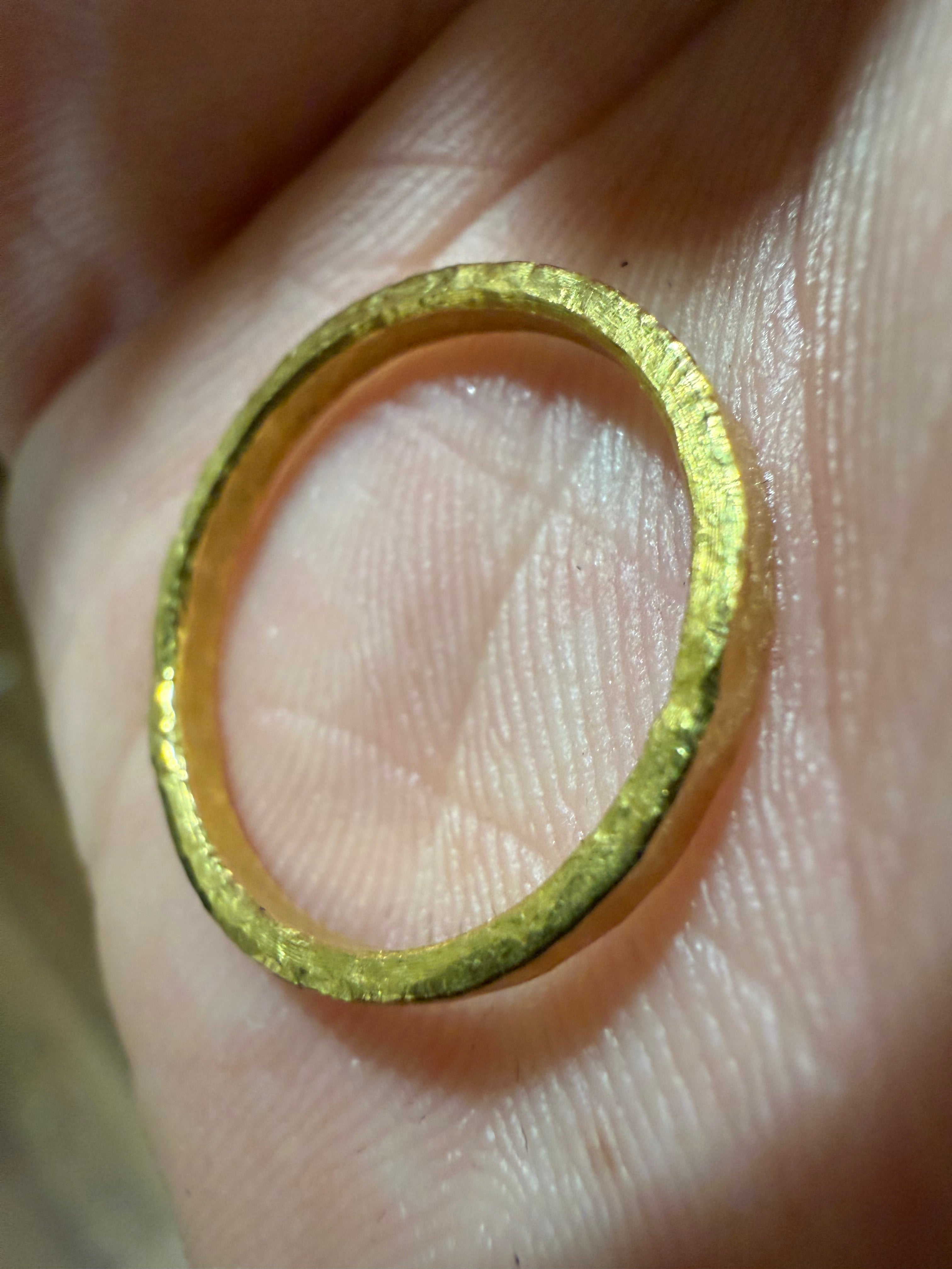 3-Gram Solid 24k Gold Handmade Ring. Hammered Look