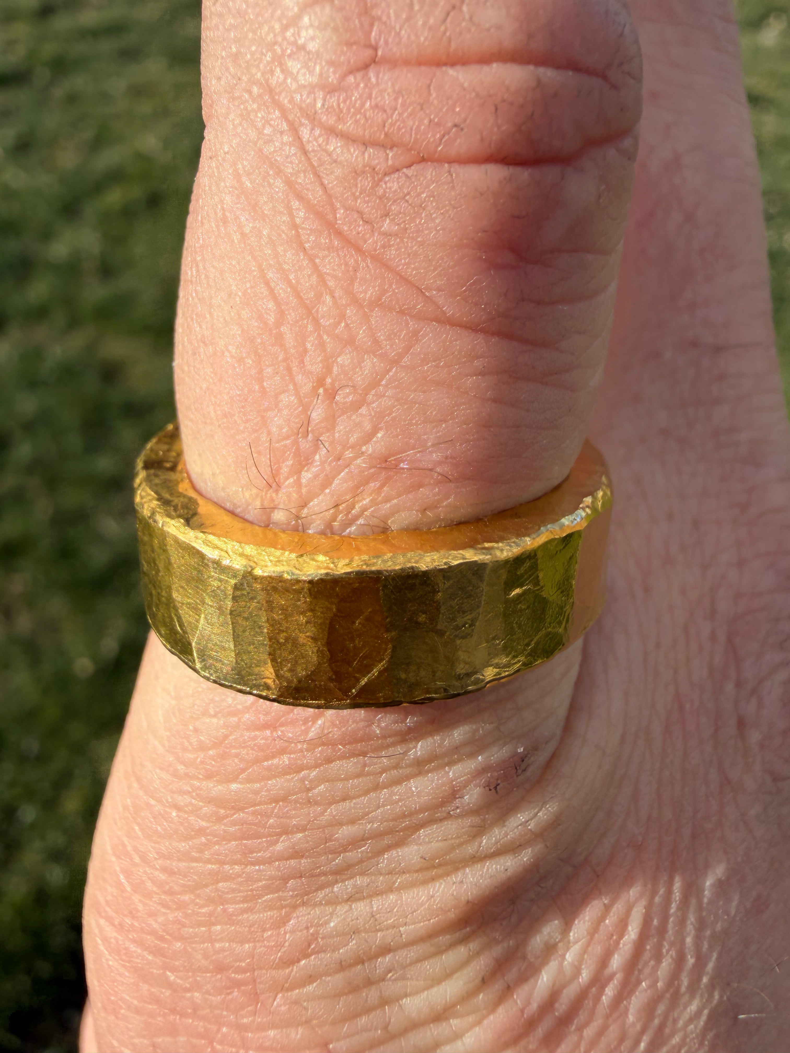 Solid 1oz 24k Pure Gold Hammered Band