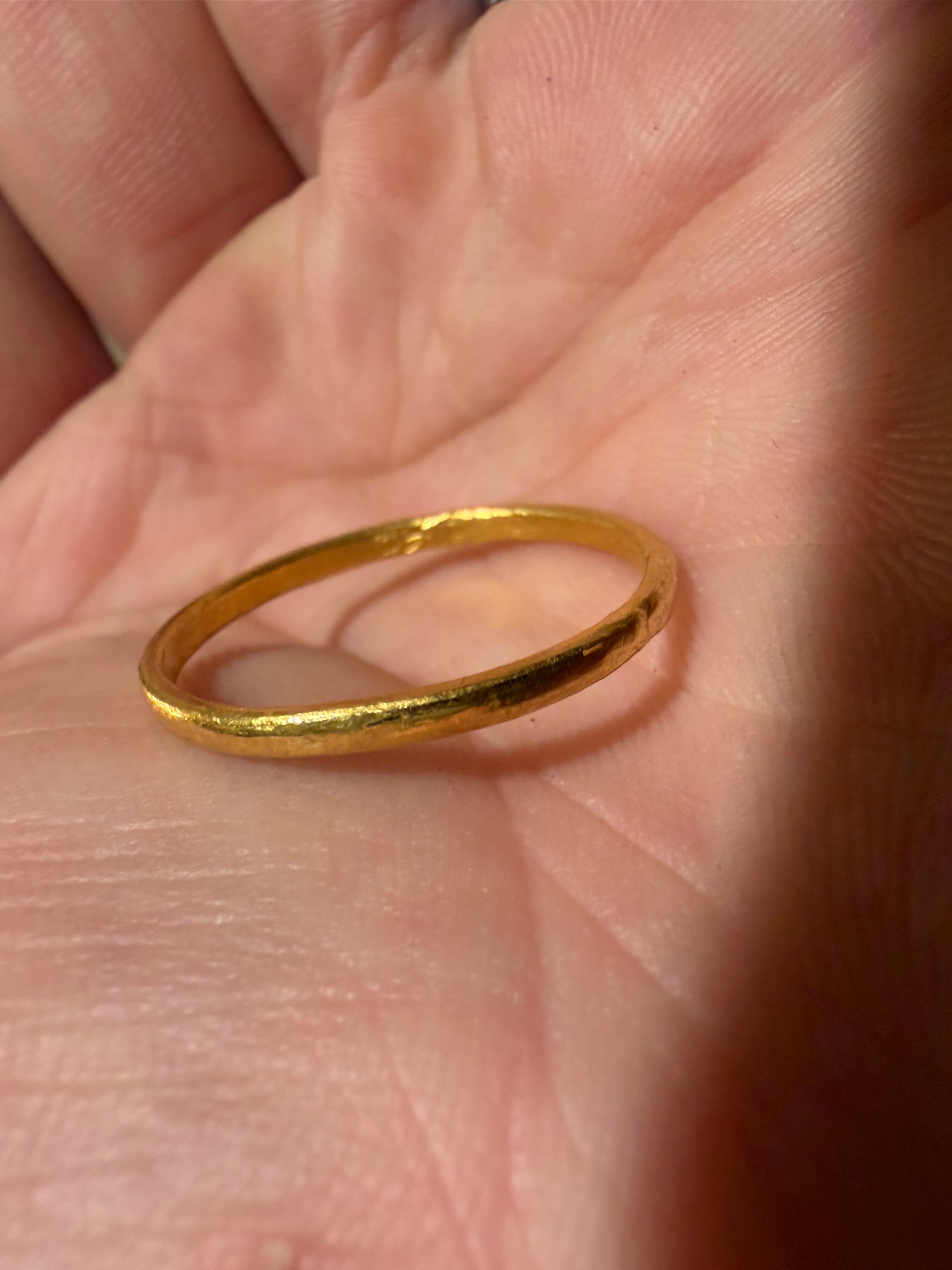 3-Gram Solid 24k Gold Handmade Ring. Rounded Look